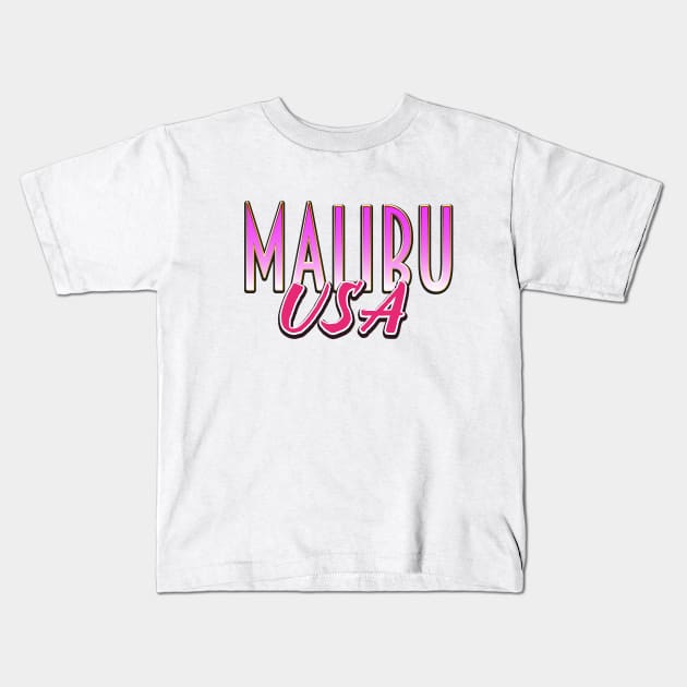 Malibu USA vintage text Kids T-Shirt by nickemporium1